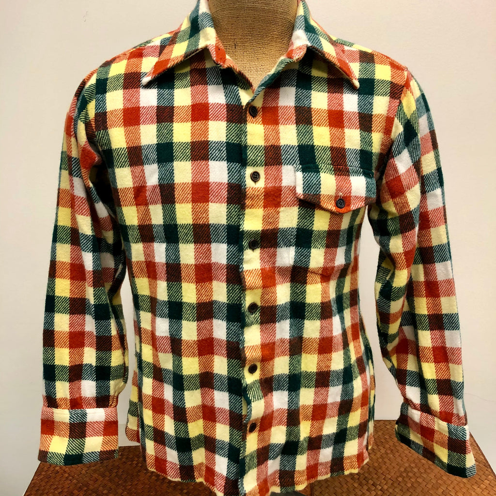 STATUS QUO Vintage Plaid Flannel Button Front Shirt - Size Large