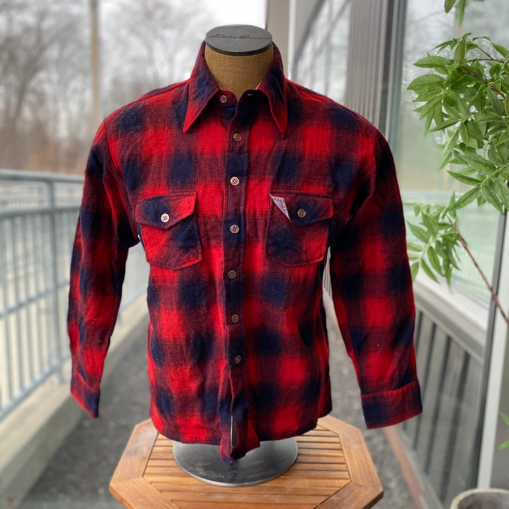 PORT OF CALL Vintage Plaid Wool Blend Shirt - Size Large