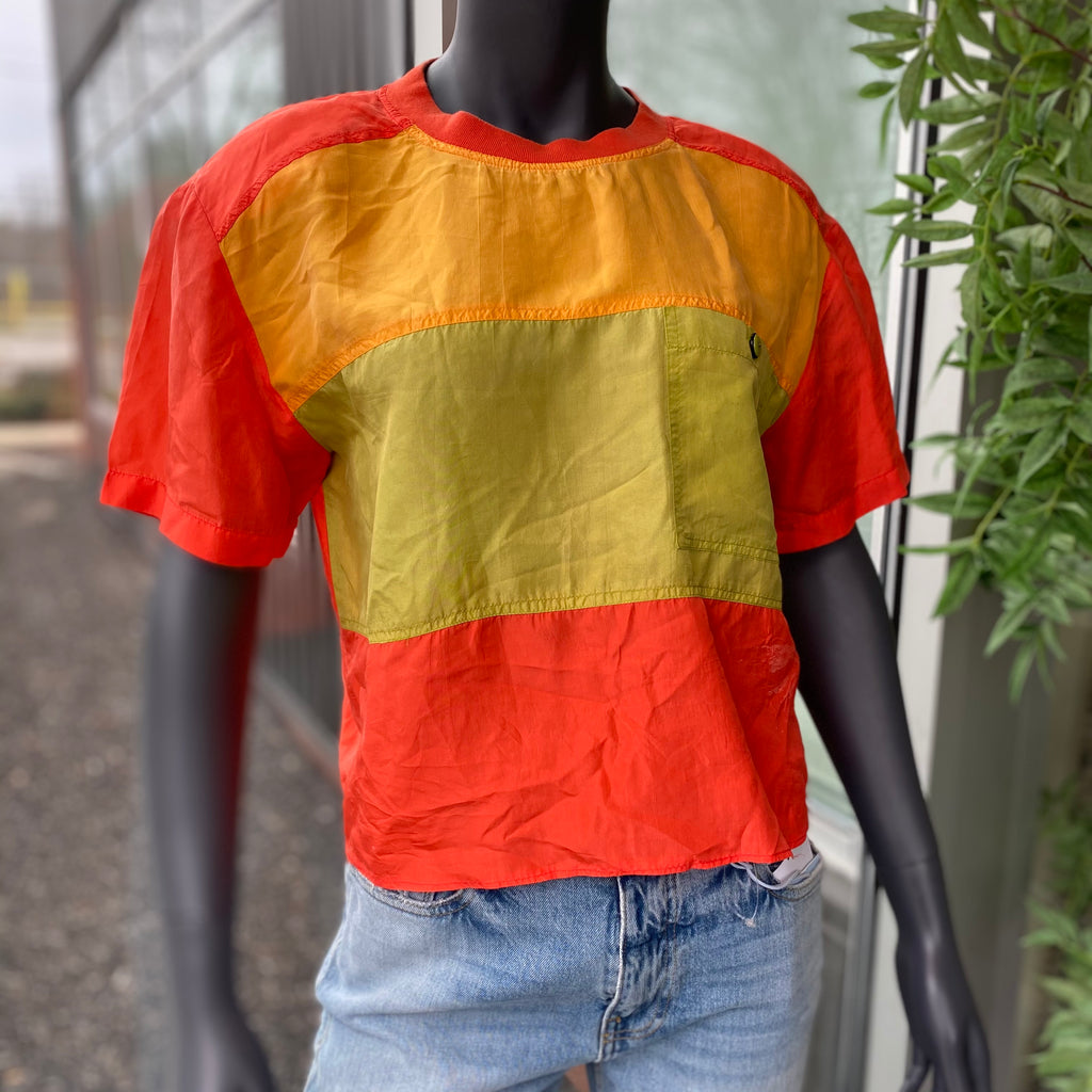 SK & COMPANY Vintage 100% Silk Colorblock Top - Size Medium