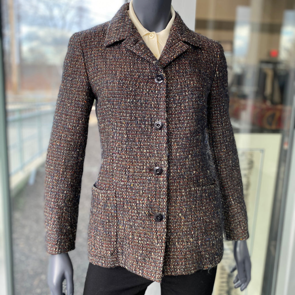 SALVATORE FERRAGAMO Vintage Wool Blend Tweed Blazer - Size Small